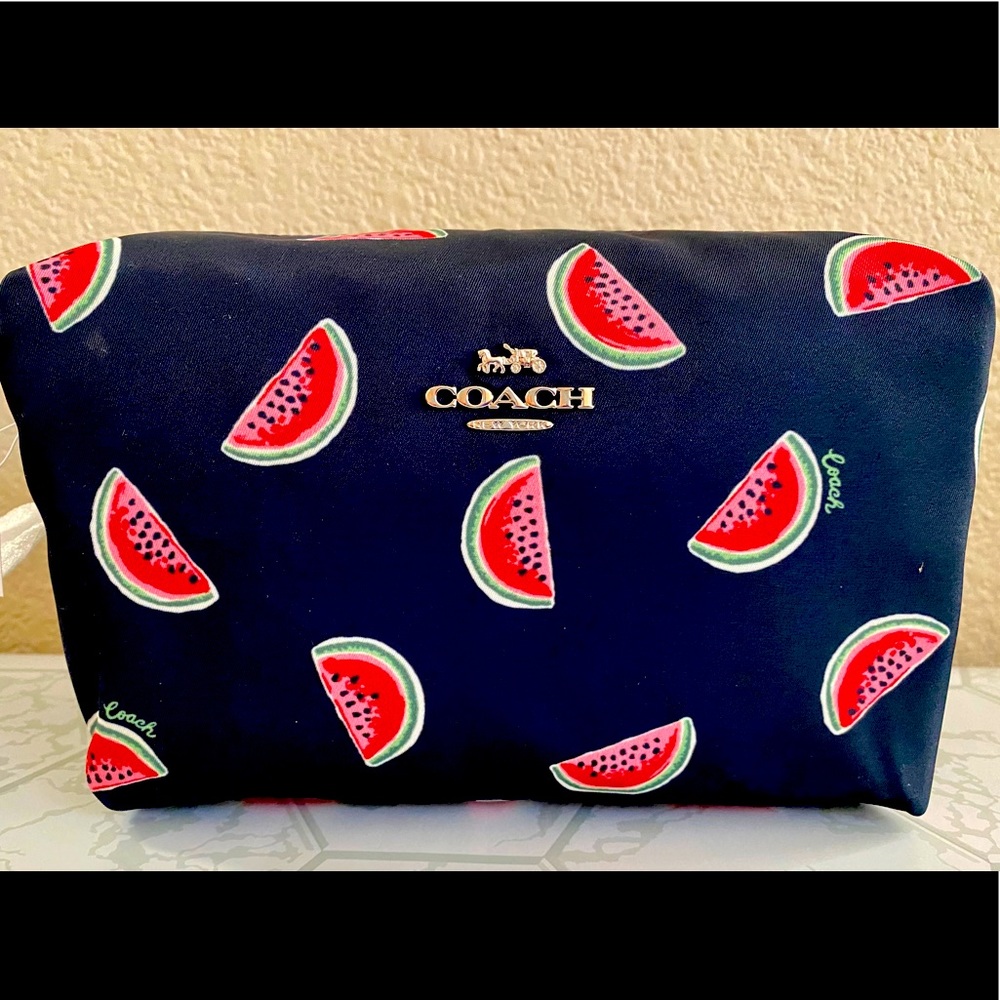 Coach large boxy cosmetic bag, watermelon print.